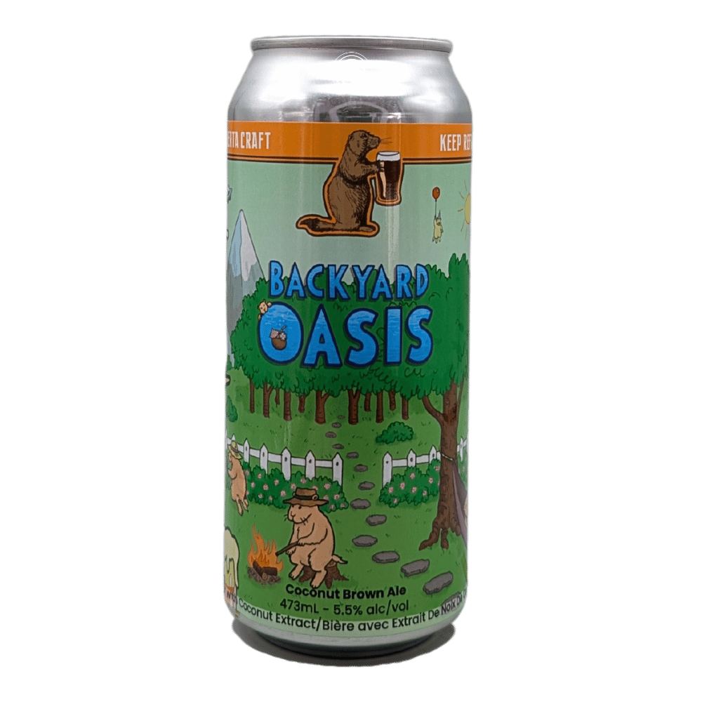 Backyard Oasis Coconut Brown Ale by Prairie Dog Brewing, beer label