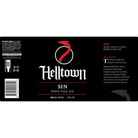 Helltown Sin IPA by Helltown Brewing, beer label