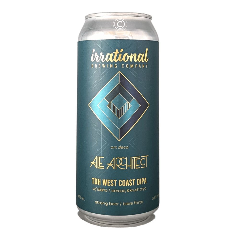 Art Deco TDH Double West Coast IPA by Irrational Brewing Company x Ale Architect Brewery, beer label
