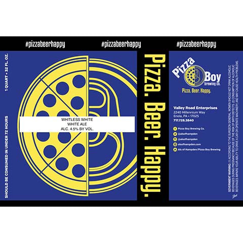 Pizza Boy Whitless White Ale by Pizza Boy Brewing Co, beer label