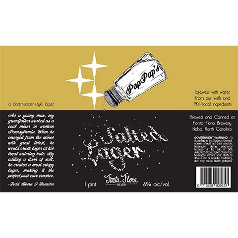 Fonta Flora Pap Pap's Salted Lager by Fonta Flora Brewery, beer label