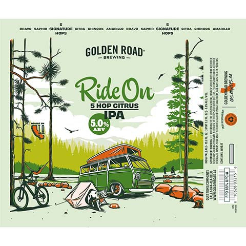Golden Road Ride On 5 Hop Citrus IPA by Golden Road Brewing, beer label