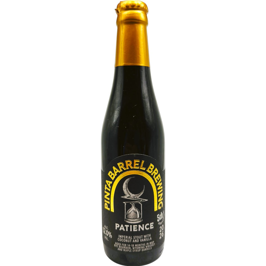 Pinta Barrel Brewing Patience 5th Anniversary (2026) by Pinta Barrel Brewing, beer label