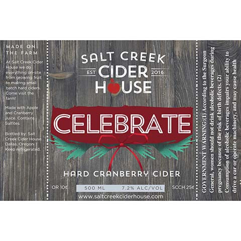 Salt Creek Celebrate Hard Cranberry Cider by Salt Creek Cider House, beer label