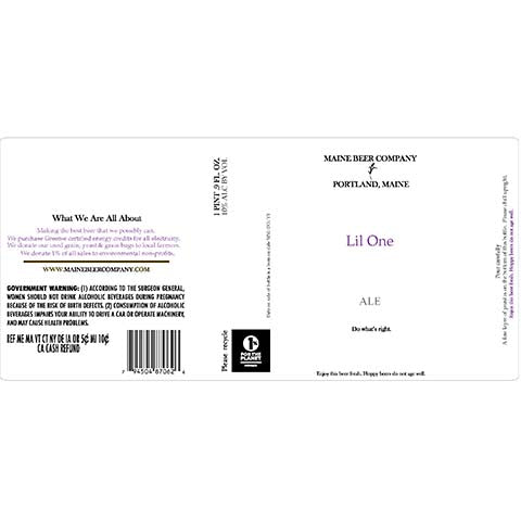 Maine Lil One Ale by Maine Beer Co, beer label