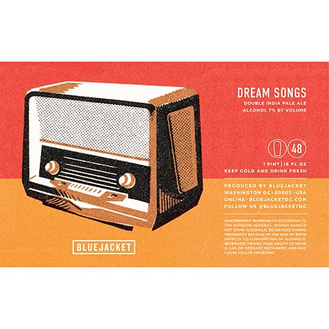 Bluejacket Dream Songs DIPA by Bluejacket, beer label