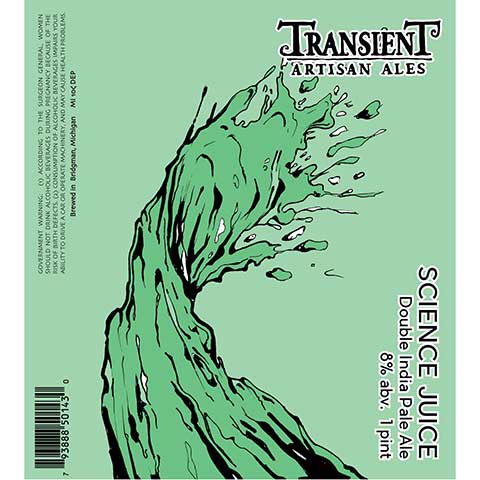 Transient Artisan Ales Science Juice DIPA by Transient Artisan Ales, beer label