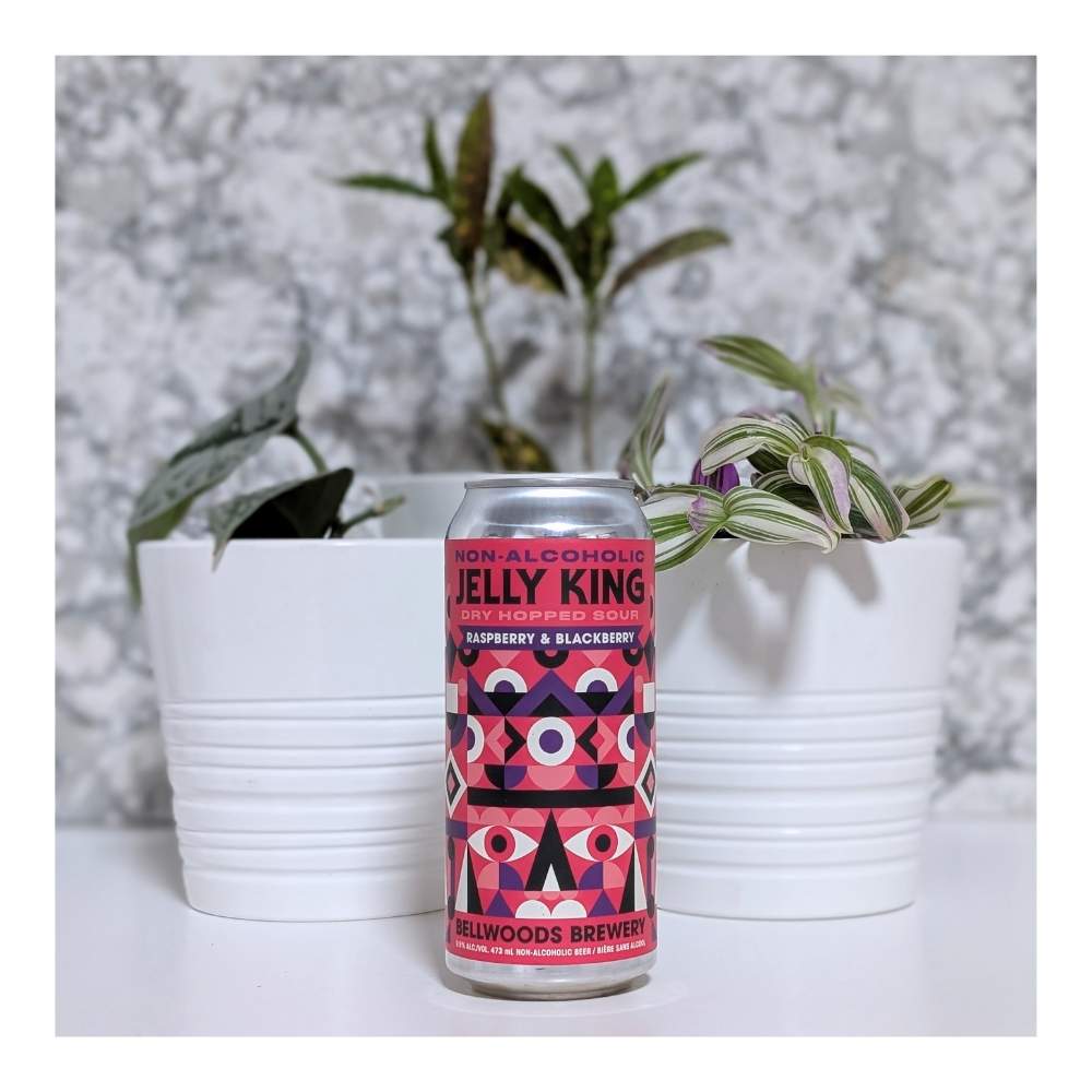 Jelly King Raspberry Blackberry Sour Non-Alcoholic by Bellwoods Brewery, beer label