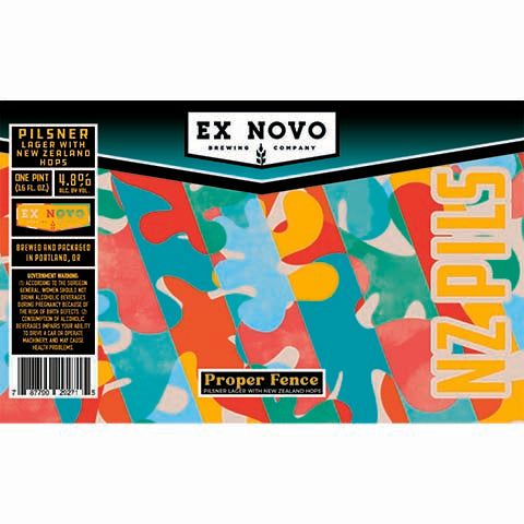 Ex Novo Proper Fence Lager by Ex Novo Brewing Co, beer label