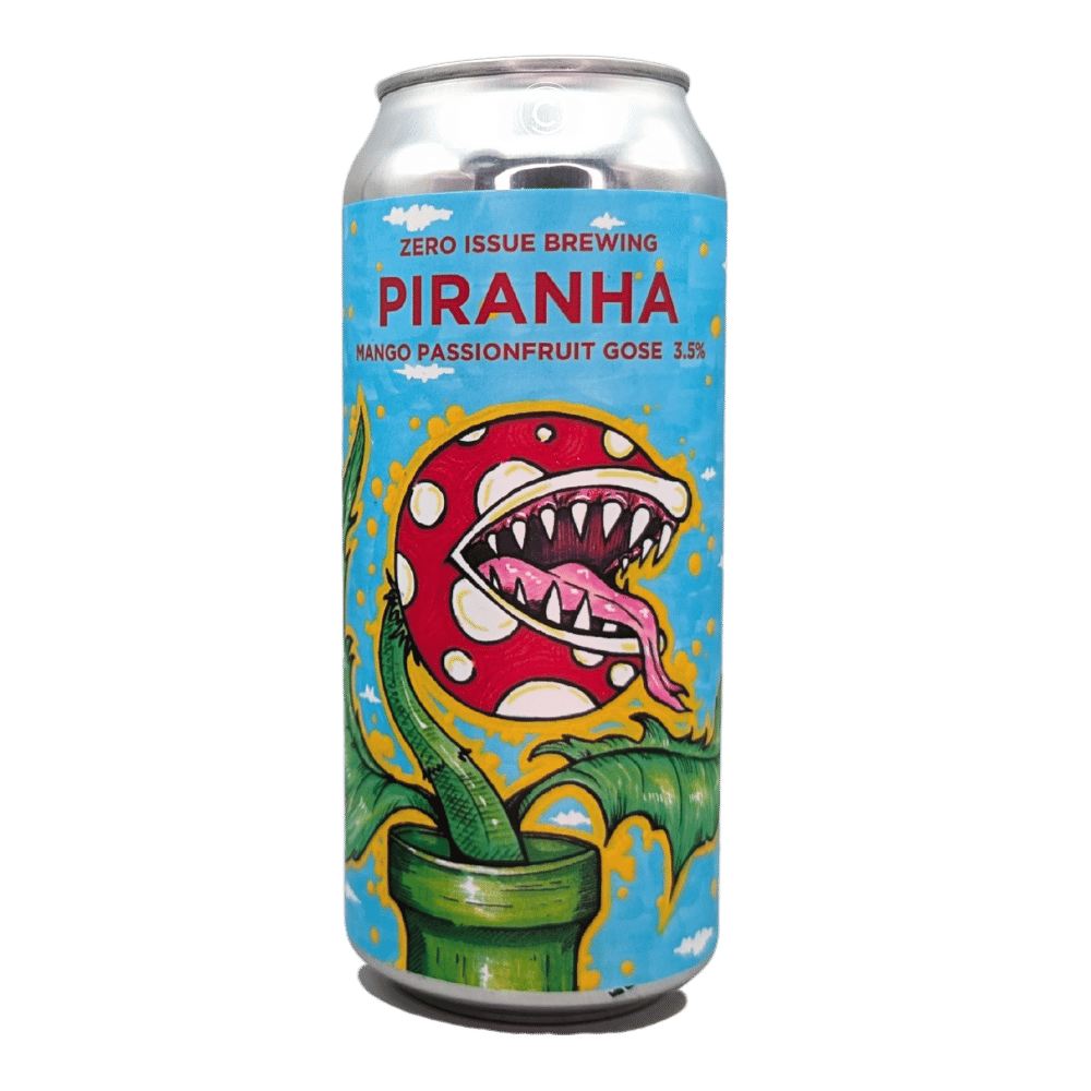 Piranha Mango Passionfruit Gose by Zero Issue Brewing, beer label