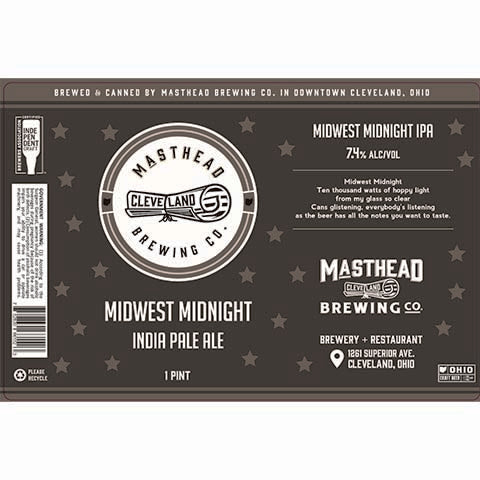 Masthead Midwest Midnight IPA by Masthead Brewing Co, beer label