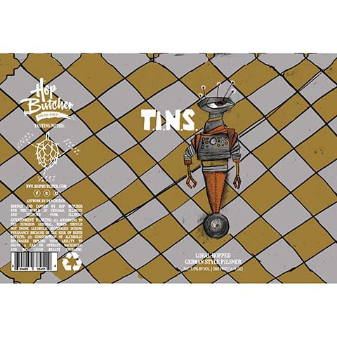Hop Butcher T.I.N.S. Pilsner by Hop Butcher For the World, beer label