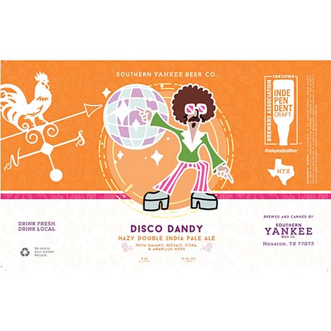 Disco Dandy Hazy DIPA by Southern Yankee Beer Co., beer label