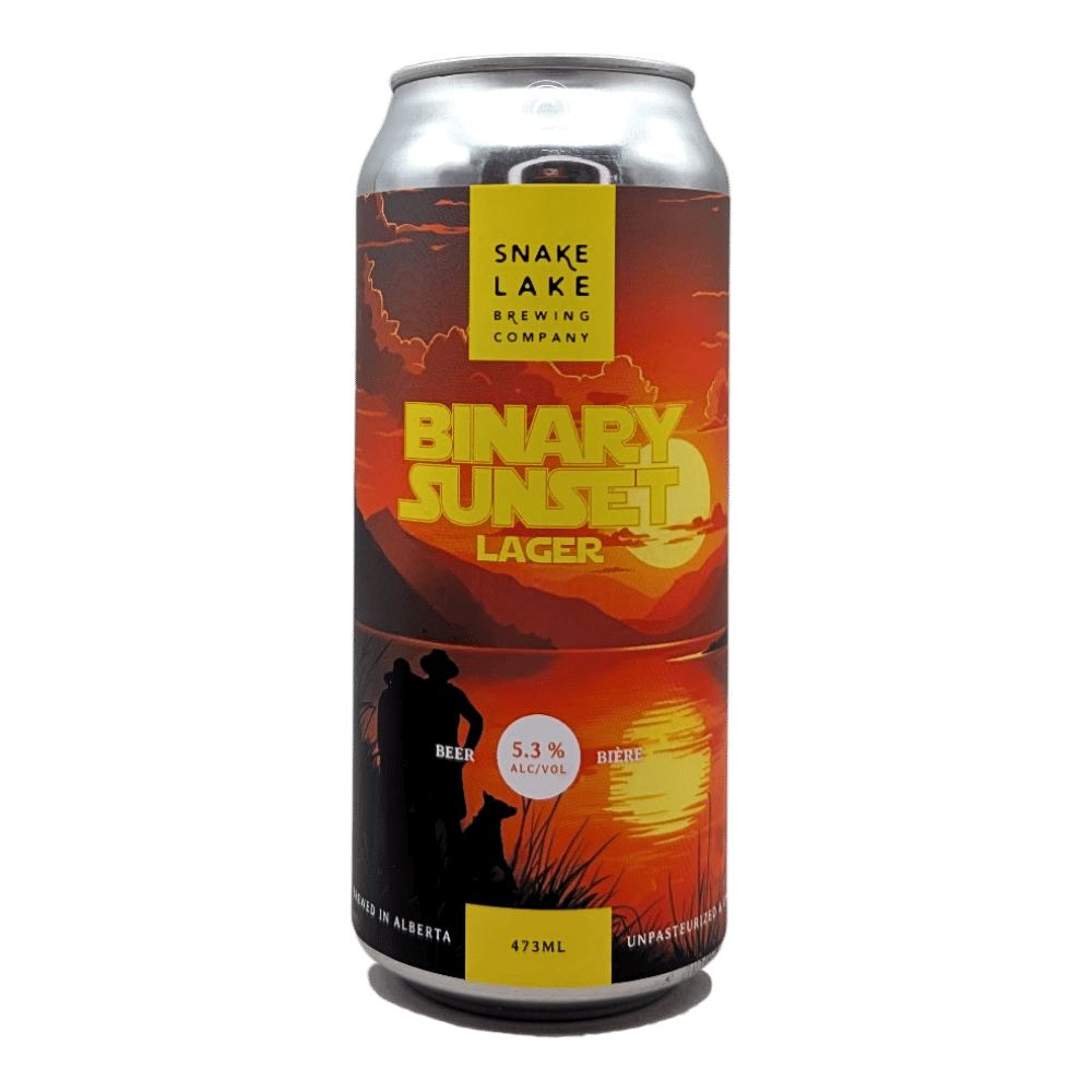 Binary Sunset Lager by Snake Lake Brewing Company, beer label