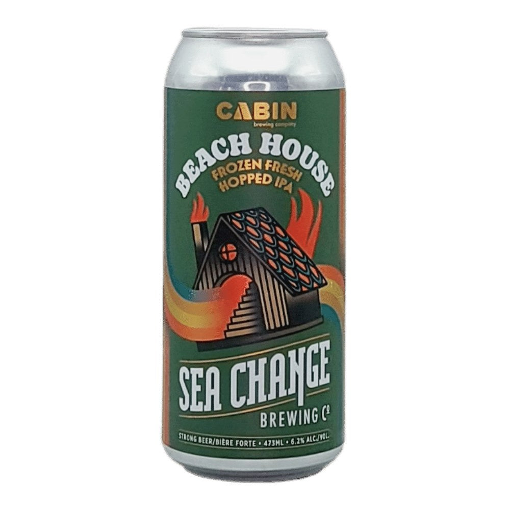 x Cabin Brewing Company Beach House Frozen Fresh Hopped IPA by Sea Change Brewing Co., beer label