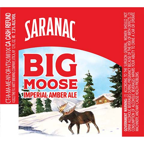 Saranac Big Moose Imperial Amber Ale by The F.X. Matt Brewing Company, beer label