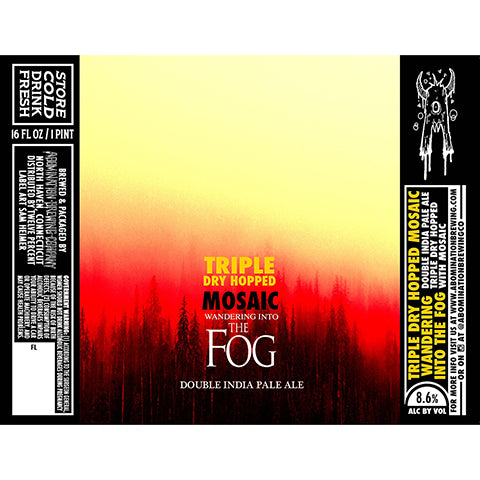 Abomination Wandering Into The Fog DIPA (Mosaic) by Abomination Brewing Company, beer label