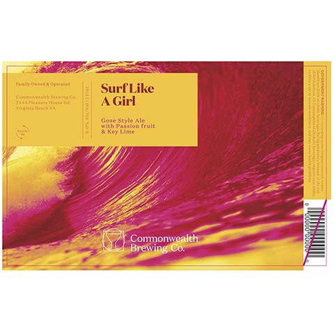 Commonwealth Surf Like A Girl Sour by Commonwealth Brewing Co., beer label