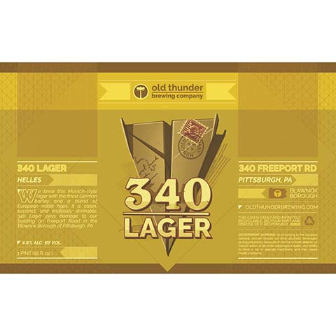 Old Thunder 340 Lager by Old Thunder Brewing Company, beer label