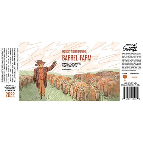 Monday Night Barrel Farm Mixed-Culture Tart Saison Blend No. 3 by Monday Night Brewing, beer label