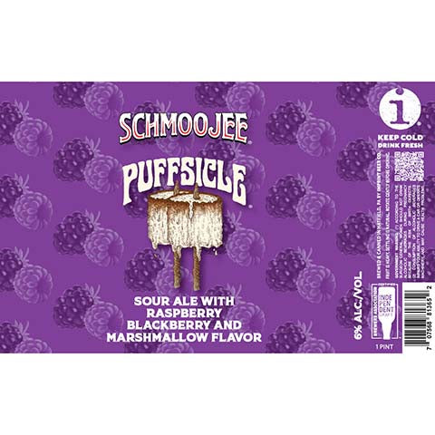 Imprint Schmoojee Puffsicle Raspberry Blackberry and Marshmallow Sour Ale by Imprint Beer Company, beer label