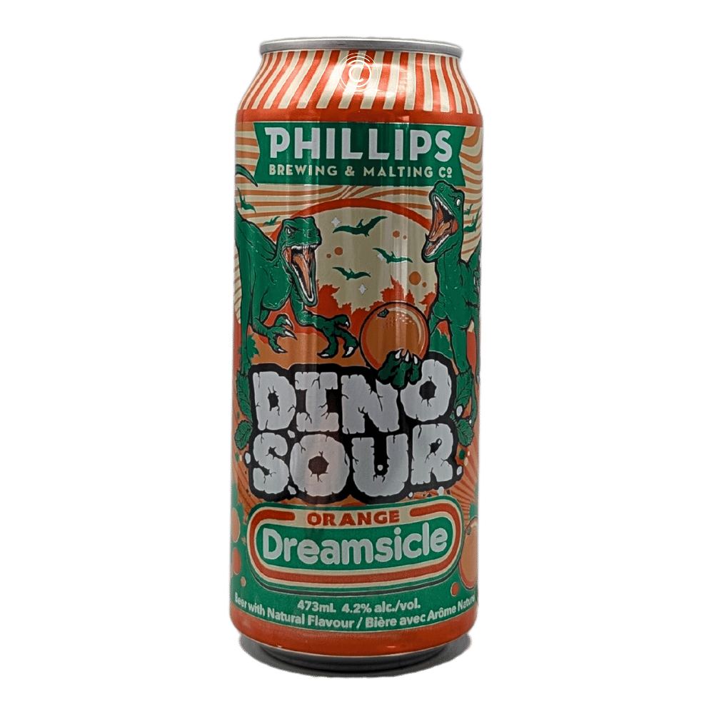 & Malting DinoSour: Orange Dreamsicle Sour by Phillips Brewing Company, beer label