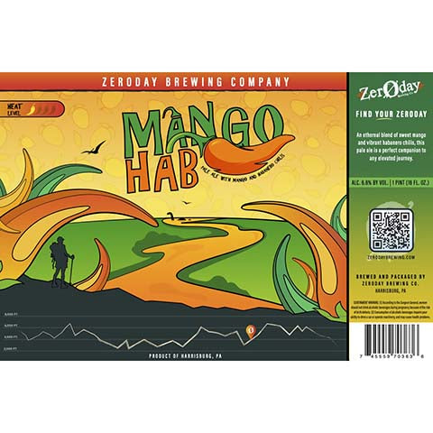 Zeroday Mango Habanero Pale Ale by Zeroday Brewing Company, beer label