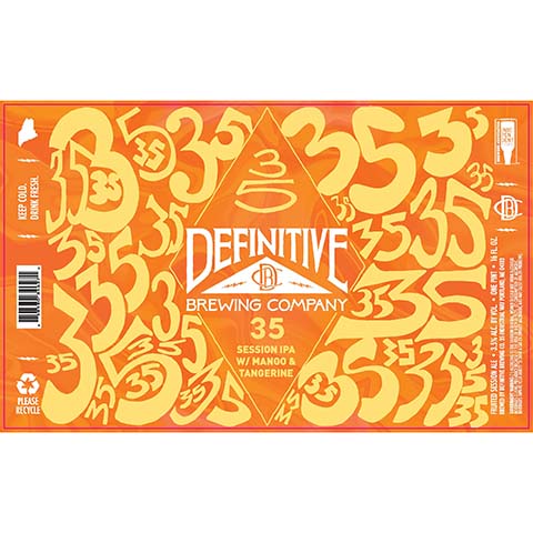 Definitive 35 Mango Tangerine Session IPA by Definitive Brewing Company, beer label