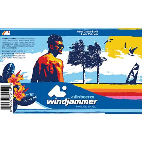 Aslin Windjammer West Coast IPA by Aslin Beer Company, beer label