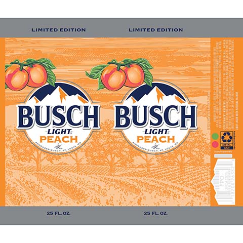 Busch Light Peach by Anheuser-Busch, beer label
