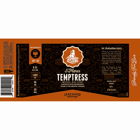 Lakewood S'mores Temptress Imperial Milk Stout by Lakewood Brewing Co, beer label