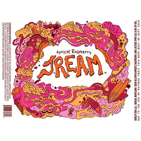 Burley Oak Apricot Raspberry JREAM Sour Ale by Burley Oak Craft Brewery, beer label