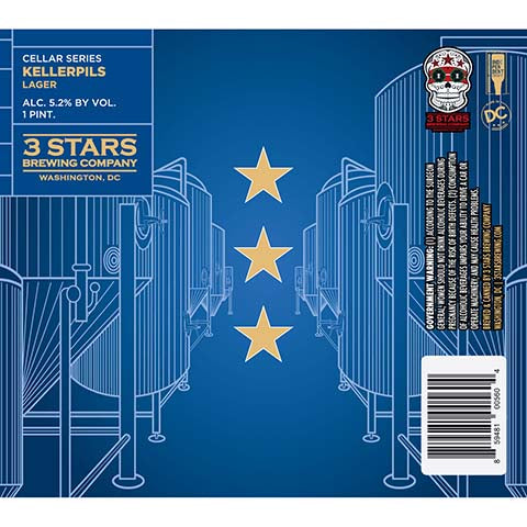 3 Stars Cellar Series Kellerpils Lager by 3 Stars Brewing Company, beer label