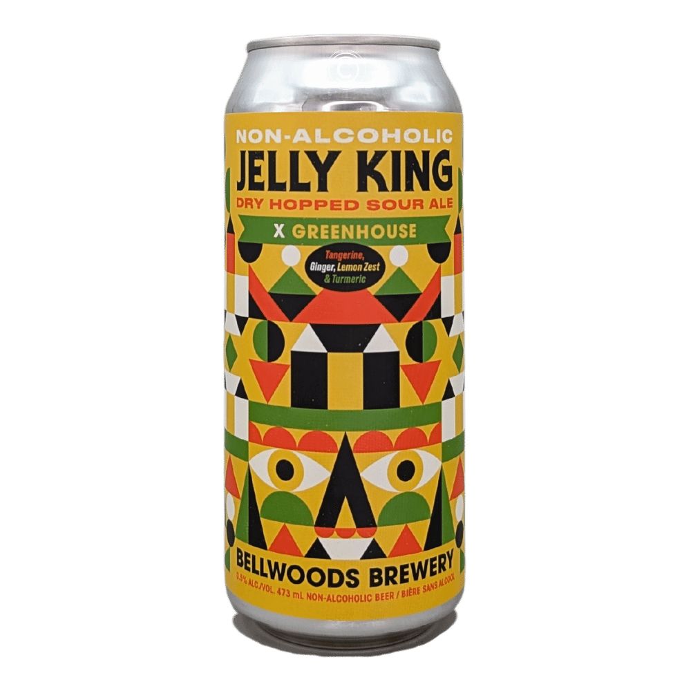 x Greenhouse Jelly King Tangerine, Ginger, Lemon Zest & Tumeric Sour Non-Alcoholic by Bellwoods Brewery, beer label