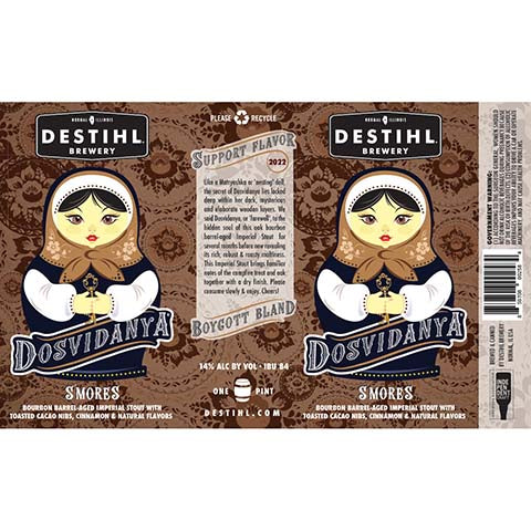 Destihl Dosvidanya S'mores Imperial Stout by Destihl Brewery, beer label