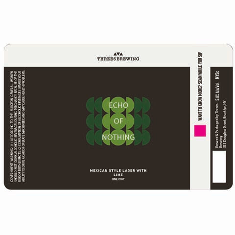 Threes Echo Of Nothing Mexican Lager by Threes Brewing, beer label