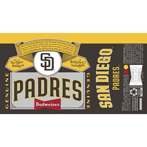 Budweiser SD Padres by Anheuser-Busch, beer label
