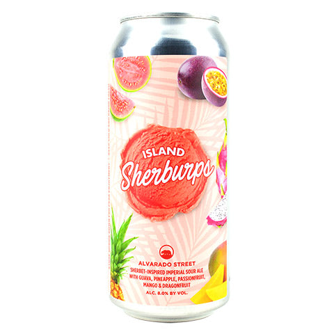 Alvarado Street Island Sherburps Sherbet Inspired Sour with Guava, Pineapple, Passionfruit, Mango & Dragonfruit by Alvarado Street Brewery, beer label