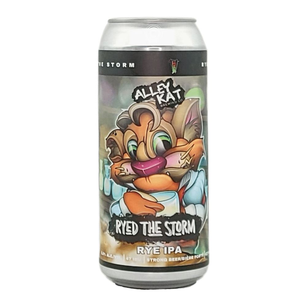 Ryed the Storm Rye IPA by Alley Kat Brewing Company, beer label