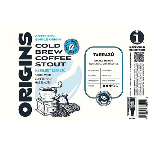 Imprint Beer Origins Hazelnut Tarrazu Stout by Imprint Beer Company, beer label