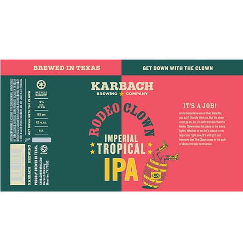 Karbach Rodeo Clown Imperial Tropical IPA by Karbach Brewing Co, beer label