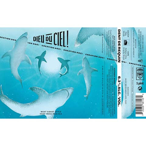Dieu Du Ciel Dent De Requin Hazy India Pale Ale by Dieu du Ciel!, beer label