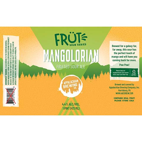 Appalachian Mangolorian Fruited Sour Ale by Appalachian Brewing Co., beer label
