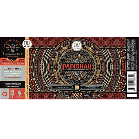 Mobcraft Padishah Great Lakes Distillery Apple Brandy Barrel Aged Imperial Stout 2022 by MobCraft Beer, beer label