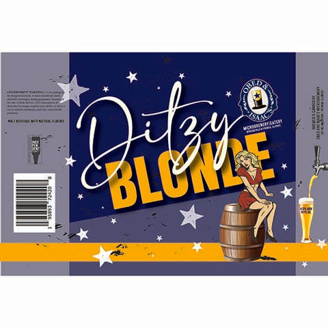 Obed & Isaac's Ditzy Blonde by Obed & Isaac's Microbrewery, beer label