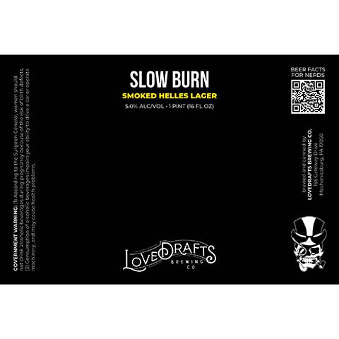 Lovedrafts Slow Burn Helles Lager by Lovedrafts Brewing Co., beer label