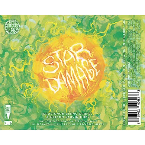 Lupulin Star Damage Golden Sour Ale by Lupulin Brewing, beer label