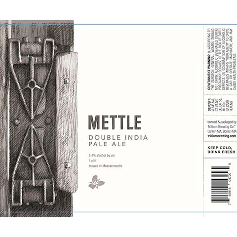 Trillium Mettle DIPA by Trillium Brewing, beer label