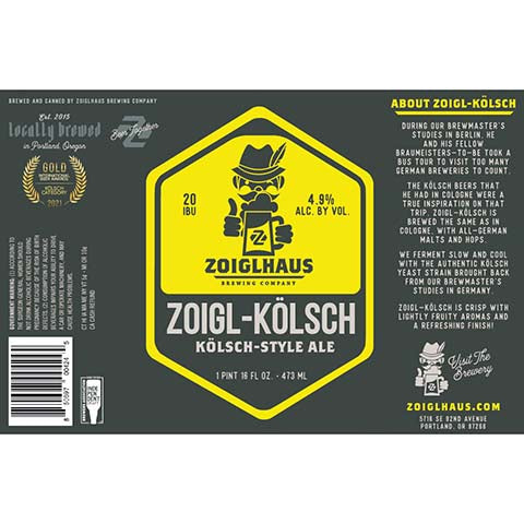 Zoiglhaus Zoigl-Kolsch Ale by Zoiglhaus Brewing Company, beer label