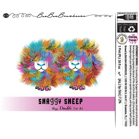 Baa Baa Shaggy Sheep Hazy Double Pale Ale by Baa Baa Brewhouse, beer label